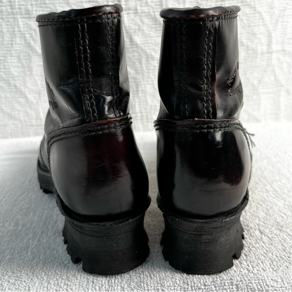 Georgia Boots Mens 7 Womens 8 Black Leather Lace Up Soft Toe Logger Work Sawyer - Picture 4 of 16